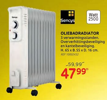 Promoties Oliebadradiator sencys - Sencys - Geldig van 16/09/2020 tot 29/09/2020 bij Brico