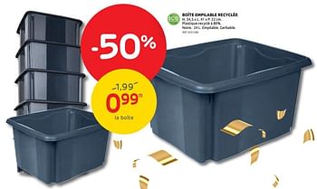 Promotions Boîte empilable recyclée - Produit maison - Brico - Valide de 16/09/2020 à 29/09/2020 chez Brico