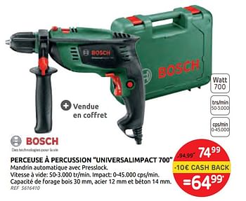 Promotions Bosch perceuse à percussion universalimpact 700 - Bosch - Valide de 16/09/2020 à 29/09/2020 chez Brico