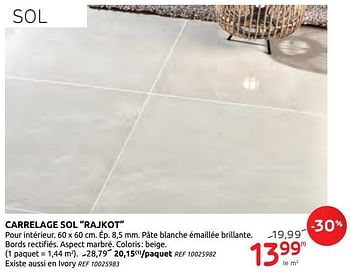 Promotions Carrelage sol rajkot - Produit maison - Brico - Valide de 16/09/2020 à 29/09/2020 chez Brico