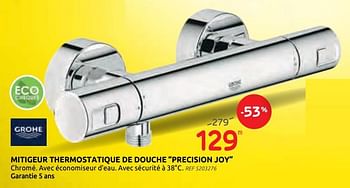 Promotions Mitigeur thermostatique de douche precision joy - Grohe - Valide de 16/09/2020 à 29/09/2020 chez Brico