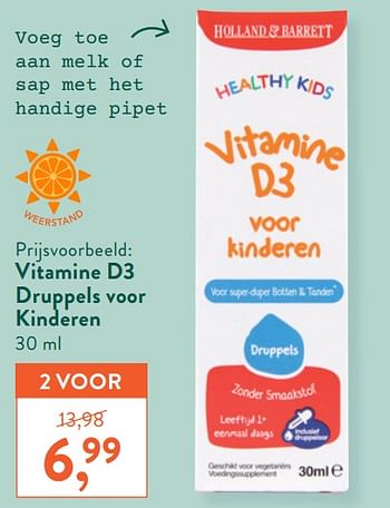 Promoties Vitamine d3 druppels voor kinderen - Huismerk - Holland & Barrett - Geldig van 07/09/2020 tot 04/10/2020 bij Holland & Barret