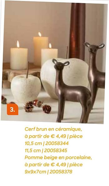 Promotions Cerf brun en céramique - Produit Maison - Ava - Valide de 08/09/2020 à 15/11/2020 chez Ava