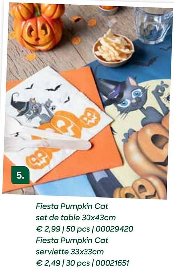 Promoties Fiesta pumpkin cat set de table - Huismerk - Ava - Geldig van 08/09/2020 tot 15/11/2020 bij Ava
