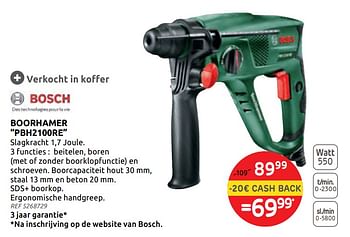 Promoties Boorhamer pbh2100re bosch - Bosch - Geldig van 16/09/2020 tot 29/09/2020 bij BricoPlanit