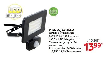 Promotions Projecteur led avec détecteur - Produit maison - BricoPlanit - Valide de 16/09/2020 à 29/09/2020 chez BricoPlanit