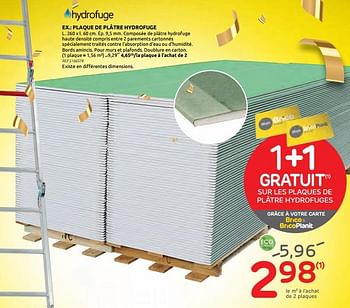 Promotions Plaque de plâtre hydrofuge - Gyproc - Valide de 16/09/2020 à 29/09/2020 chez BricoPlanit