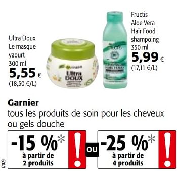 Promotions Garnier tous les produits de soin pour les cheveux ou gels douche - Garnier - Valide de 09/09/2020 à 22/09/2020 chez Colruyt