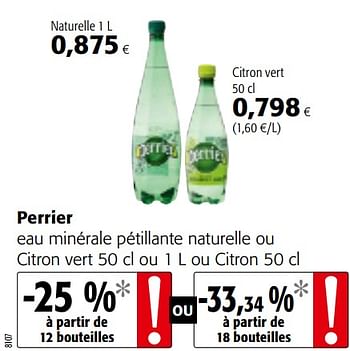 Promotions Perrier eau minérale pétillante naturelle ou citron - Perrier - Valide de 09/09/2020 à 22/09/2020 chez Colruyt