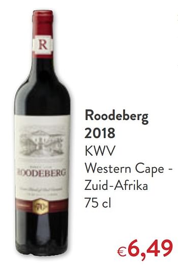 Promoties Roodeberg 2018 kwv western cape - zuid-afrika - Rode wijnen - Geldig van 09/09/2020 tot 22/09/2020 bij OKay