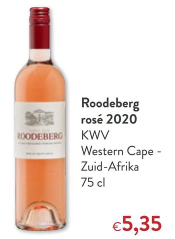 Promoties Roodeberg rosé 2020 kwv western cape - zuid-afrika - Rosé wijnen - Geldig van 09/09/2020 tot 22/09/2020 bij OKay