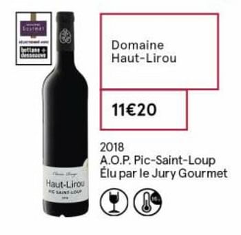 Promotions Domaine haut-lirou - Vins rouges - Valide de 18/09/2020 à 04/10/2020 chez MonoPrix
