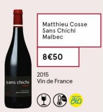Promotions Matthieu cosse sans chichi malbec - Vins rouges - Valide de 18/09/2020 à 04/10/2020 chez MonoPrix