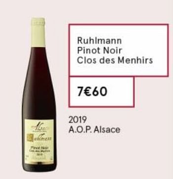 Promoties Ruhlmann pinot noir clos des menhirs - Rode wijnen - Geldig van 18/09/2020 tot 04/10/2020 bij MonoPrix