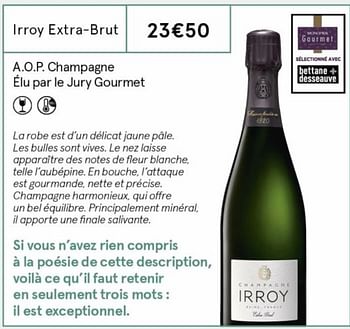 Promoties Irroy extra-brut - Champagne - Geldig van 18/09/2020 tot 04/10/2020 bij MonoPrix