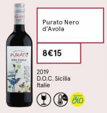 Promoties Purato nero d`avola - Rode wijnen - Geldig van 18/09/2020 tot 04/10/2020 bij MonoPrix
