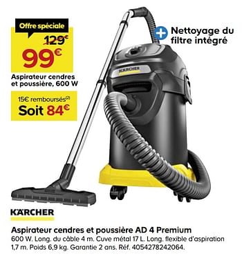 Kärcher Aspirateur Cendres Et Poussieres Ad 4 Premium - Cuve 17 L