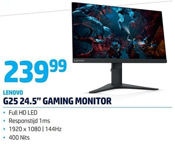 Promoties Lenovo g25 24.5`` gaming monitor - Lenovo - Geldig van 10/09/2020 tot 30/09/2020 bij Auva