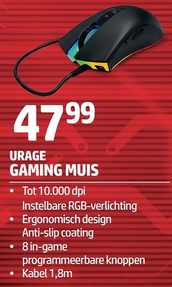 Promoties Urage gaming muis - Urage - Geldig van 10/09/2020 tot 30/09/2020 bij Auva