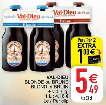 Promotions Val-dieu blonde ou brune blond of bruin - Val Dieu - Valide de 15/09/2020 à 21/09/2020 chez Cora