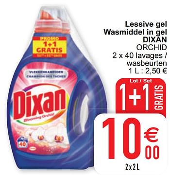 Promotions Lessive gel wasmiddel in gel dixan orchid - Dixan - Valide de 15/09/2020 à 21/09/2020 chez Cora