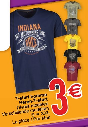 Promotions T-shirt homme heren-t-shirt - Produit maison - Cora - Valide de 15/09/2020 à 28/09/2020 chez Cora