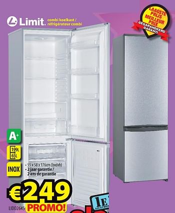 Promoties Limit combi koelkast - réfrigérateur combi lidd264s - Limit - Geldig van 16/09/2020 tot 23/09/2020 bij ElectroStock