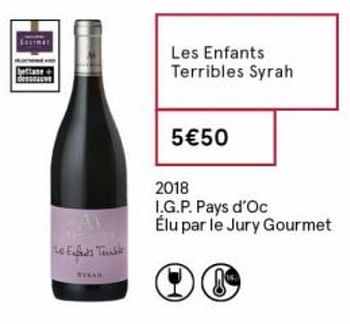 Promoties Les enfants terribles syrah - Rode wijnen - Geldig van 18/09/2020 tot 04/10/2020 bij MonoPrix
