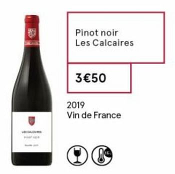 Promoties Pinot noir les calcaires - Rode wijnen - Geldig van 18/09/2020 tot 04/10/2020 bij MonoPrix