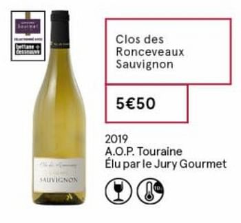 Promoties Clos des ronceveaux sauvignon - Witte wijnen - Geldig van 18/09/2020 tot 04/10/2020 bij MonoPrix