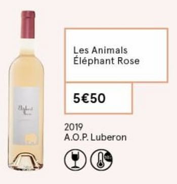 Promotions Les animals éléphant rose - Vins rosé - Valide de 18/09/2020 à 04/10/2020 chez MonoPrix