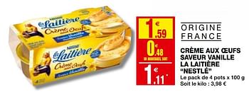 Promoties Crème aux oeufs saveur vanille la laitière nestlé - Nestlé - Geldig van 09/09/2020 tot 20/09/2020 bij Coccinelle