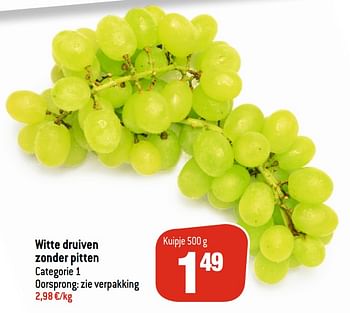 Promoties Witte druiven zonder pitten - Huismerk - Match - Geldig van 16/09/2020 tot 22/09/2020 bij Match