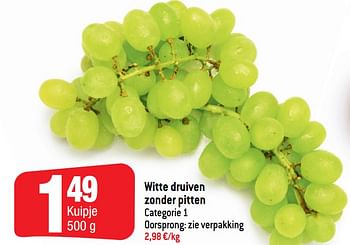 Promoties Witte druiven zonder pitten - Huismerk - Smatch - Geldig van 16/09/2020 tot 22/09/2020 bij Smatch