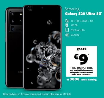 Promoties Samsung galaxy s20 ultra 5g - Samsung - Geldig van 12/09/2020 tot 12/10/2020 bij Base
