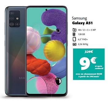 Promotions Samsung galaxy a51 - Samsung - Valide de 12/09/2020 à 12/10/2020 chez Base