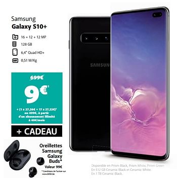 Promotions Samsung galaxy s10+ - Samsung - Valide de 12/09/2020 à 12/10/2020 chez Base