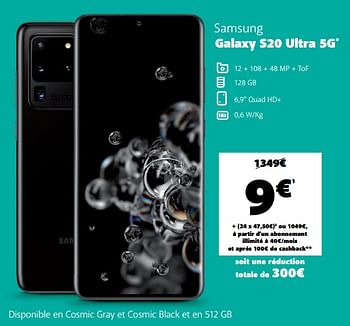 Promotions Samsung galaxy s20 ultra 5g - Samsung - Valide de 12/09/2020 à 12/10/2020 chez Base