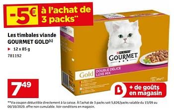 Promoties Les timbales viande gourmet gold - Purina - Geldig van 15/09/2020 tot 27/09/2020 bij Mr. Bricolage