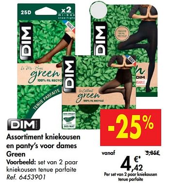 Promotions Assortiment kniekousen en panty`s voor dames green set van 2 paar kniekousen tenue parfaite - Dim - Valide de 16/09/2020 à 28/09/2020 chez Carrefour