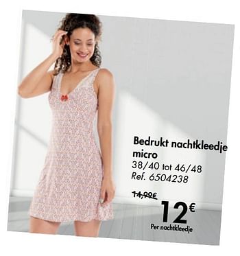 Promotions Bedrukt nachtkleedje micro - Produit maison - Carrefour  - Valide de 16/09/2020 à 28/09/2020 chez Carrefour
