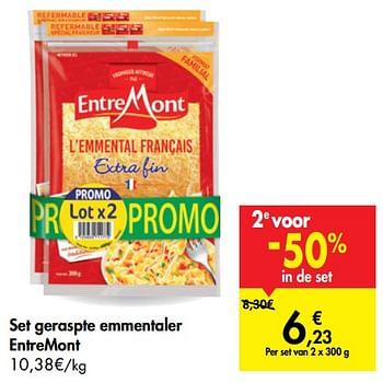 Promoties Set geraspte emmentaler entremont - Entre Mont - Geldig van 16/09/2020 tot 28/09/2020 bij Carrefour