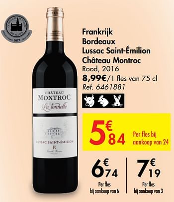 Promoties Frankrijk bordeaux lussac saint-émilion château montroc rood - Rode wijnen - Geldig van 16/09/2020 tot 05/10/2020 bij Carrefour