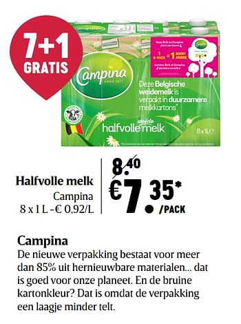 Promoties Halfvolle melk campina - Campina - Geldig van 17/09/2020 tot 23/09/2020 bij Delhaize