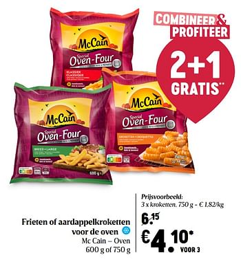 Promoties Frieten of aardappelkroketten voor de oven mc cain - oven - Mc Cain - Geldig van 17/09/2020 tot 23/09/2020 bij Delhaize