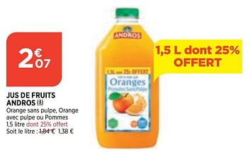 Promoties Jus de fruits andros - Andros - Geldig van 16/09/2020 tot 21/09/2020 bij Atac