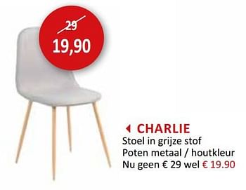 Promoties Charlie stoel in grijze stof poten metaal - houtkleur - Huismerk - Weba - Geldig van 16/09/2020 tot 15/10/2020 bij Weba