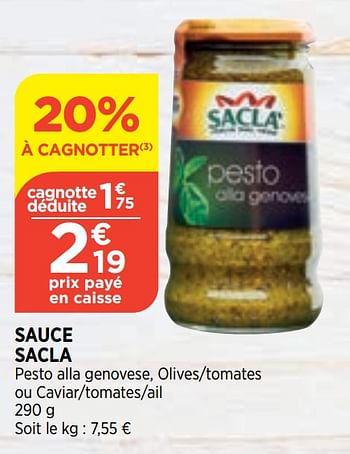 Promotions Sauce sacla - Sacla - Valide de 16/09/2020 à 21/09/2020 chez Bi1