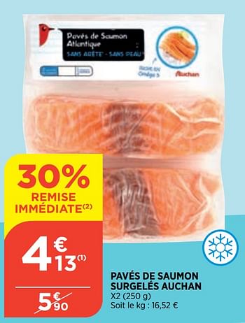 Promoties Pavés de saumon surgelés auchan - Auchan - Geldig van 16/09/2020 tot 21/09/2020 bij Bi1