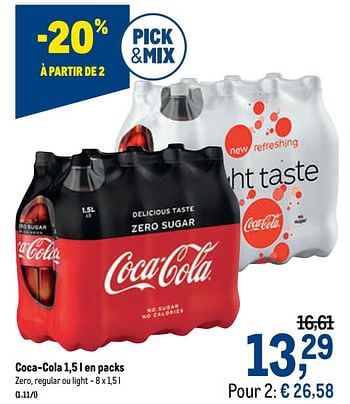 Promotions Coca-cola zero, regular ou light - Coca Cola - Valide de 23/09/2020 à 06/10/2020 chez Makro